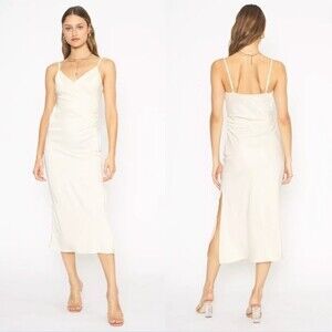 4SI3NNA Jessika Dress Satin Midi Vneck
